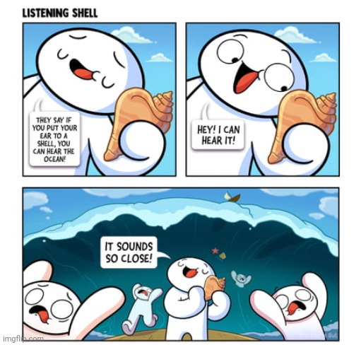 Shell sounds | image tagged in theodd1sout,shell,shells,beach,comics,comics/cartoons | made w/ Imgflip meme maker