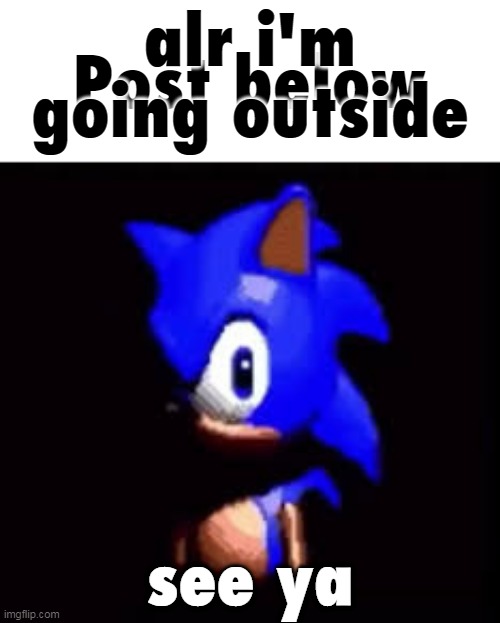 Sonic Post Below | alr i'm going outside; see ya | image tagged in sonic post below | made w/ Imgflip meme maker