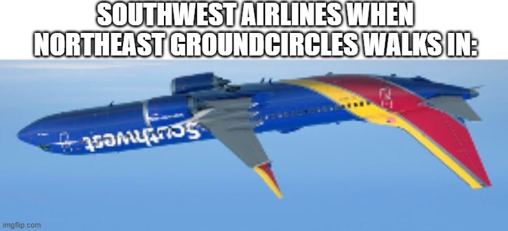 SOUTHWEST AIRLINES WHEN NORTHEAST GROUNDCIRCLES WALKS IN: | made w/ Imgflip meme maker