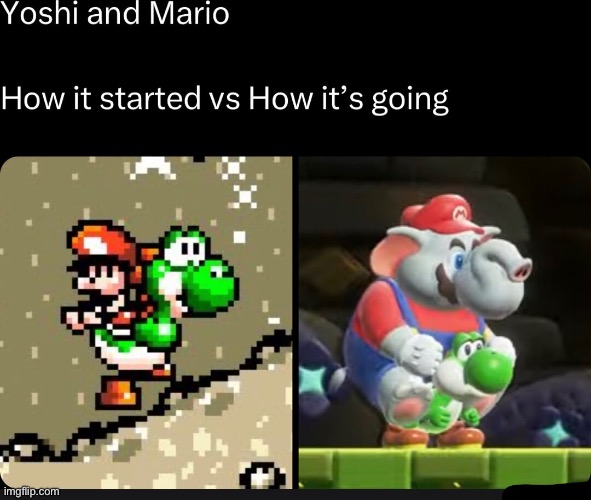 How it started | image tagged in yoshi | made w/ Imgflip meme maker