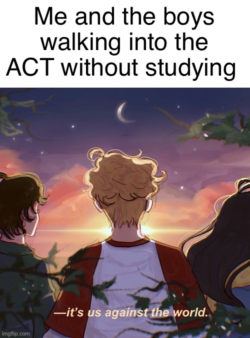 I do study but still feels like this (a lot of things do) | Me and the boys walking into the ACT without studying | image tagged in tommyinnit | made w/ Imgflip meme maker