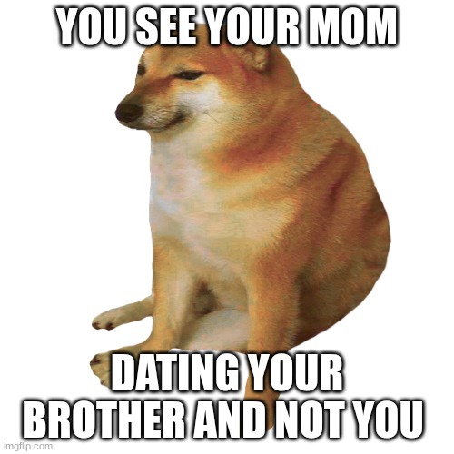 cheems | YOU SEE YOUR MOM; DATING YOUR BROTHER AND NOT YOU | image tagged in cheems | made w/ Imgflip meme maker
