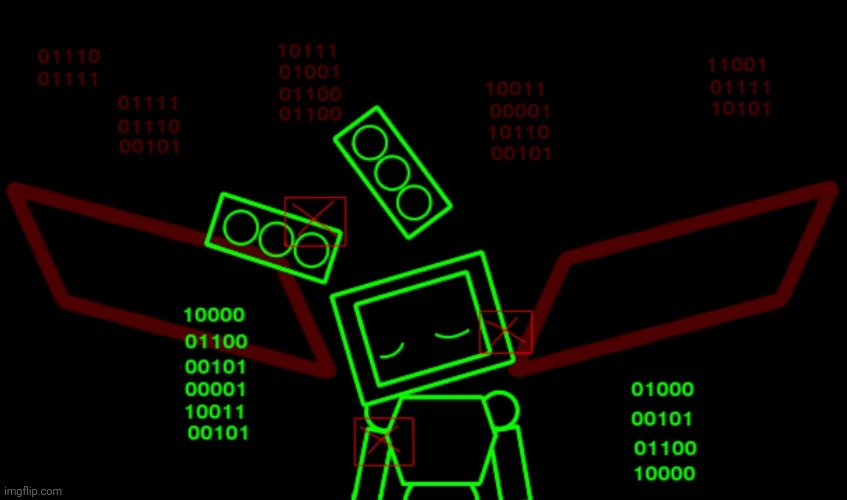 Data's message | Translation for those who don't feel like making ONE Google search: Red binary: no one will save you. Green binary: please... help... | made w/ Imgflip meme maker