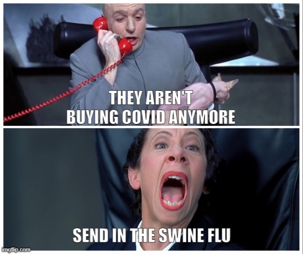 Swine Flu | THEY AREN'T BUYING COVID ANYMORE; SEND IN THE SWINE FLU | image tagged in dr evil and frau yelling | made w/ Imgflip meme maker