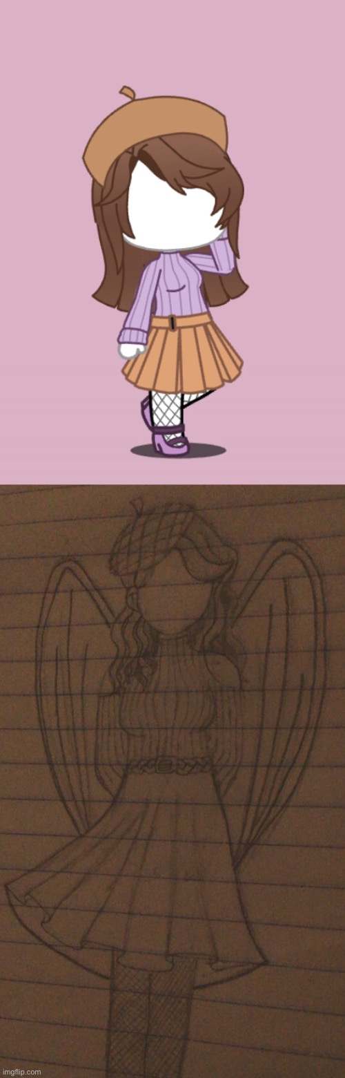 Below the Gacha is the drawing that inspired it! | image tagged in cute,gacha club,drawing | made w/ Imgflip meme maker