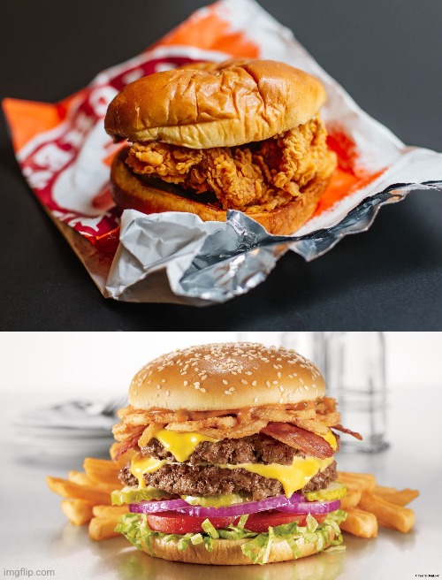 image tagged in popeyes chicken sandwich,burger fries | made w/ Imgflip meme maker