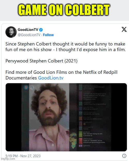 Pervywood Stephen Colbert (2021) | GAME ON COLBERT | image tagged in stephen colbert,pedophile | made w/ Imgflip meme maker