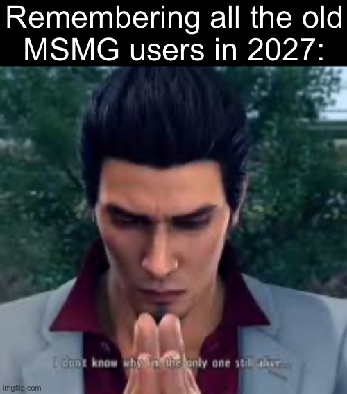 Remembering all the old
MSMG users in 2027: | made w/ Imgflip meme maker