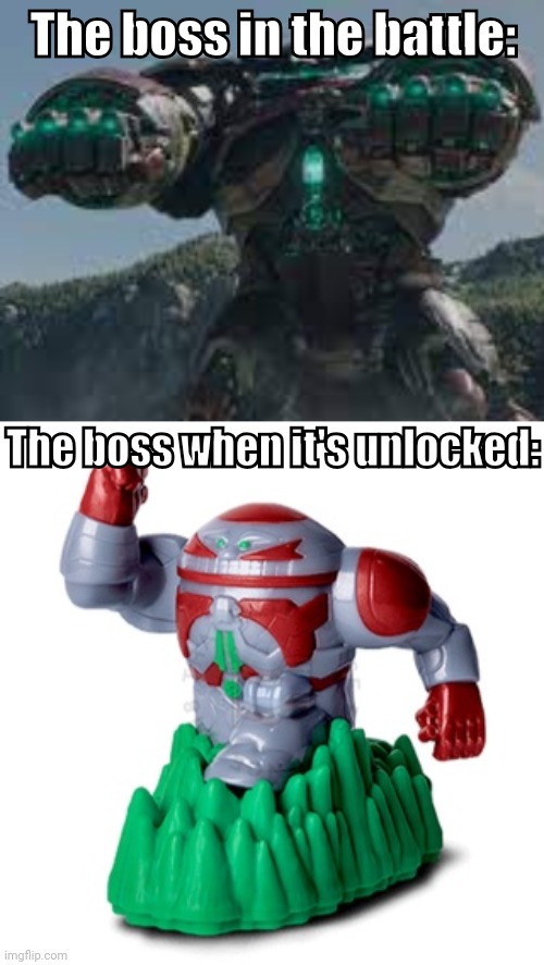 Video game bosses in battle vs when they're unlocked | The boss in the battle:; The boss when it's unlocked: | image tagged in sonic movie | made w/ Imgflip meme maker