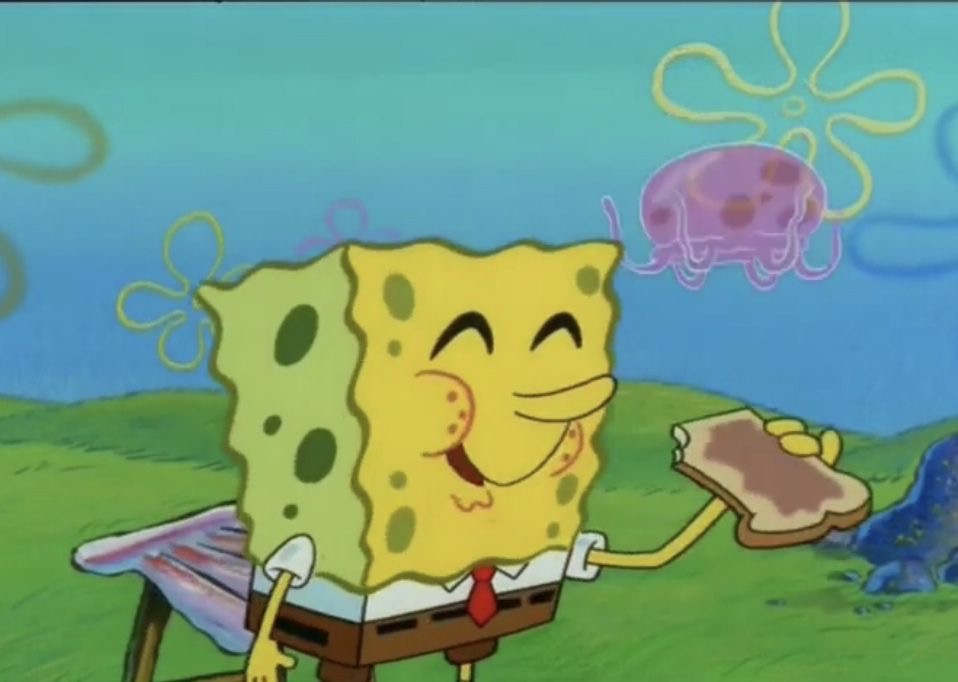 spongebob eating jellyfish jelly toast Blank Meme Template