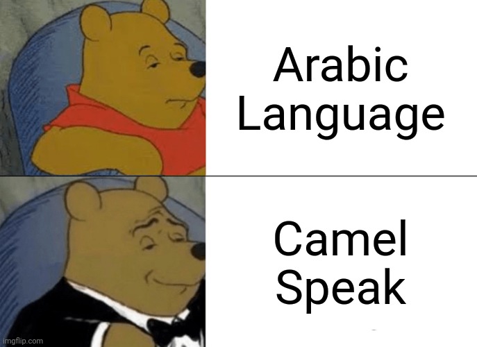 Camel Speak Is Better | Arabic Language; Camel Speak | image tagged in memes,tuxedo winnie the pooh | made w/ Imgflip meme maker