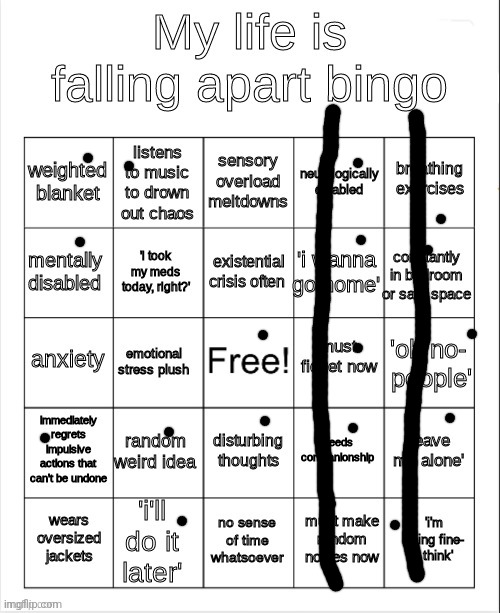 my life is falling apart bingo | image tagged in my life is falling apart bingo | made w/ Imgflip meme maker