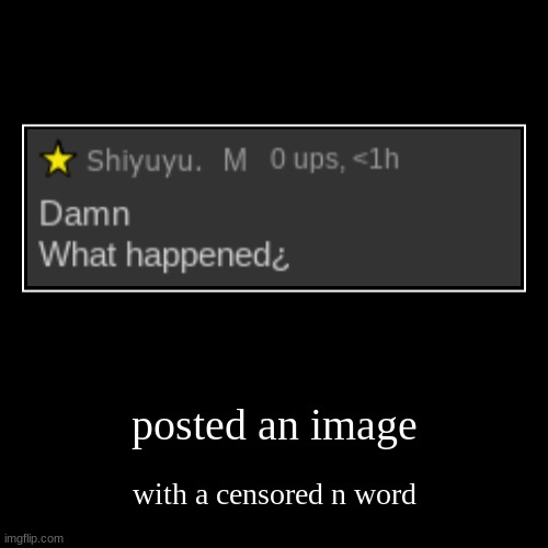 posted an image | with a censored n word | image tagged in funny,demotivationals | made w/ Imgflip demotivational maker