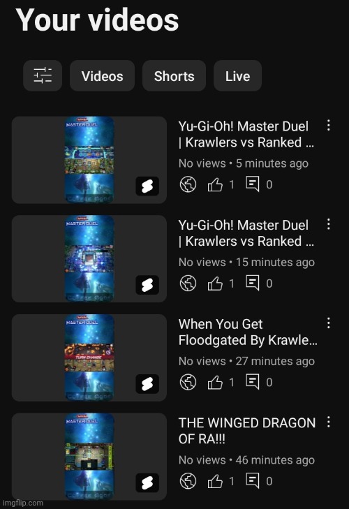 I made new videos for my YouTube channel ^^ | image tagged in yugioh,master duel,youtube,videos,shorts,gaming | made w/ Imgflip meme maker
