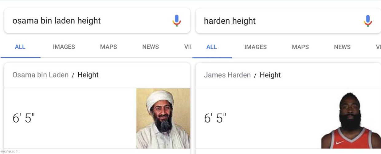 found this in my templates when typing osama | image tagged in osama and james harden have the same height | made w/ Imgflip meme maker