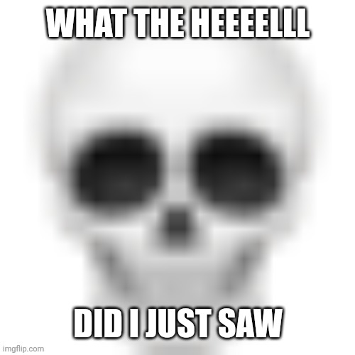 Low quality skull | WHAT THE HEEEELLL DID I JUST SAW | image tagged in low quality skull | made w/ Imgflip meme maker