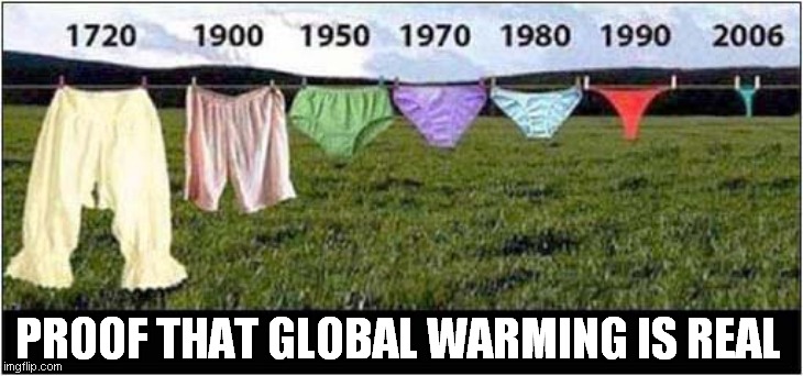 Knickers Through Time ! | PROOF THAT GLOBAL WARMING IS REAL | image tagged in knickers,global warming,dark humour | made w/ Imgflip meme maker