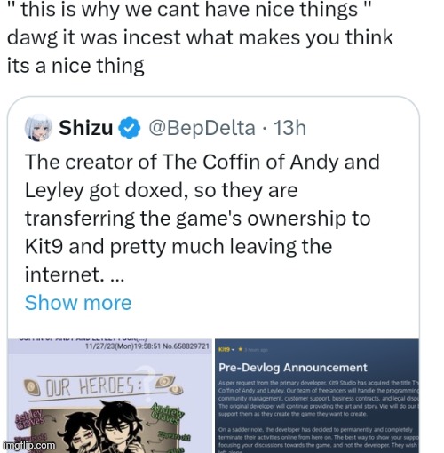 while i hate doxxing and i think it was quite far, this game is full of gooners | made w/ Imgflip meme maker