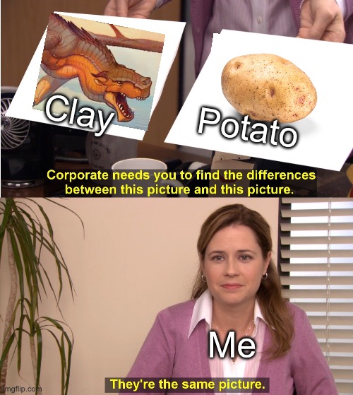 They're The Same Picture Meme | Clay; Potato; Me | image tagged in memes,they're the same picture | made w/ Imgflip meme maker