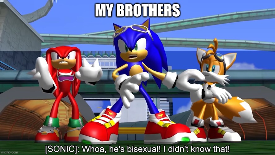 whoa, he's bisexual! i didn't know that! | MY BROTHERS | image tagged in whoa he's bisexual i didn't know that | made w/ Imgflip meme maker