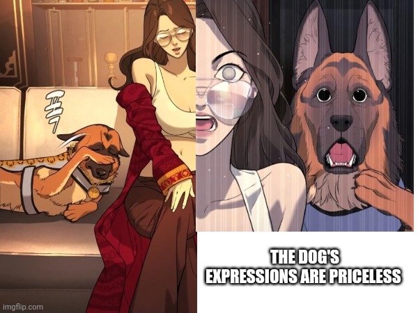 Blind and happy dog | THE DOG'S EXPRESSIONS ARE PRICELESS | image tagged in manga,fun,dog | made w/ Imgflip meme maker