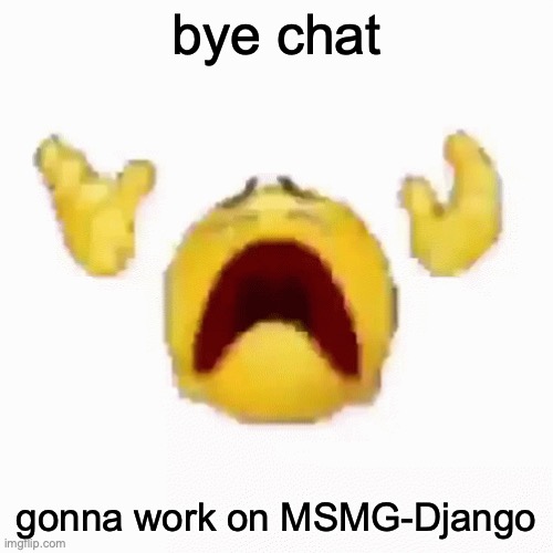 (we switched frameworks, so time to rebuild everything from the ground-up) | bye chat; gonna work on MSMG-Django | image tagged in nooo | made w/ Imgflip meme maker