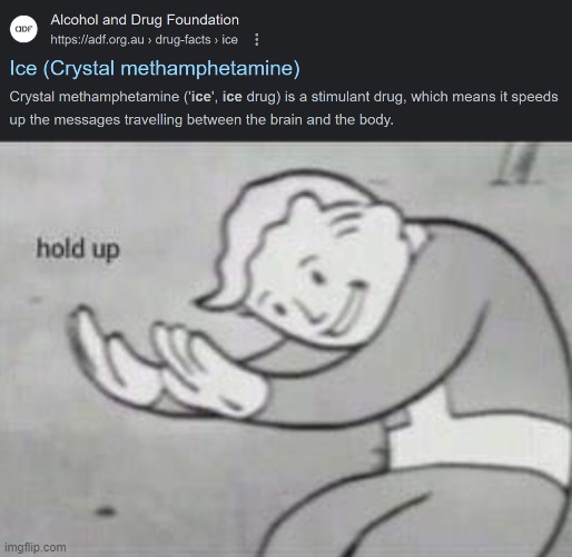 hold up not ice | image tagged in iceu,fallout hold up | made w/ Imgflip meme maker