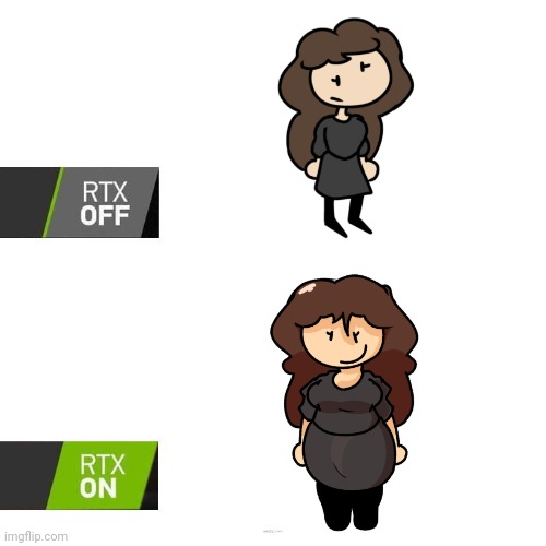 just in awe at how much yet how little her design changed | image tagged in rtx | made w/ Imgflip meme maker