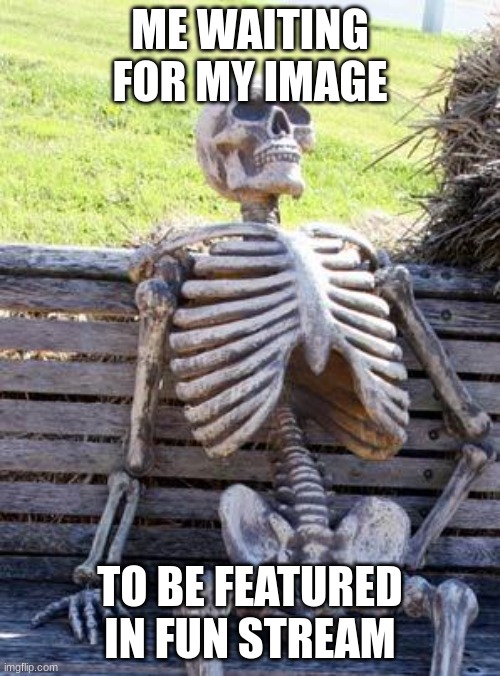 they either ignore it or just take so long | ME WAITING FOR MY IMAGE; TO BE FEATURED IN FUN STREAM | image tagged in memes,waiting skeleton,nothing else in tags -didn't want to spam tags- | made w/ Imgflip meme maker