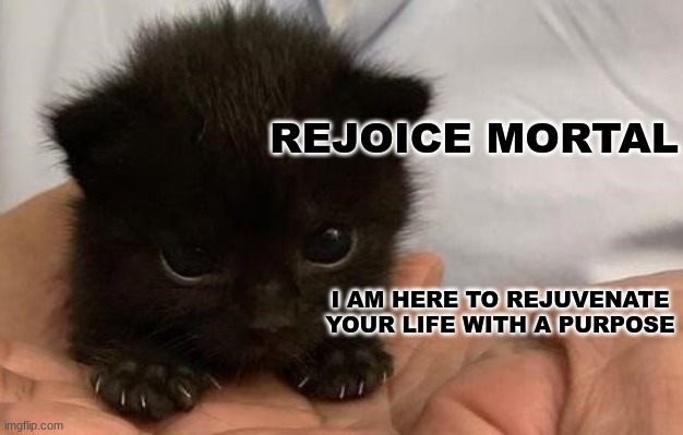 REJOICE MORTAL I AM HERE TO REJUVENATE YOUR LIFE WITH A PURPOSE | made w/ Imgflip meme maker