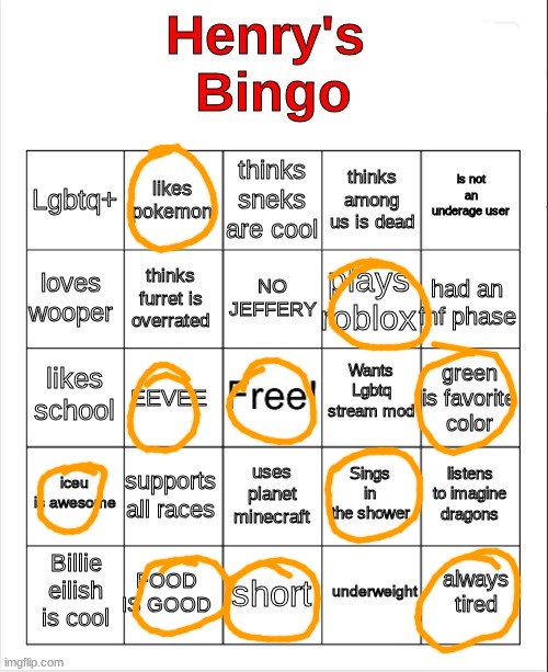 →_→ | image tagged in henry's bingo | made w/ Imgflip meme maker