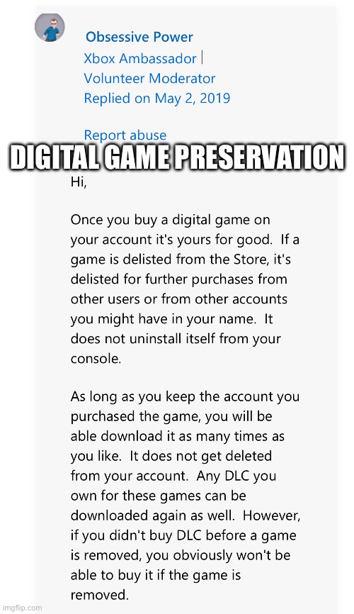DIGITAL GAME PRESERVATION | made w/ Imgflip meme maker