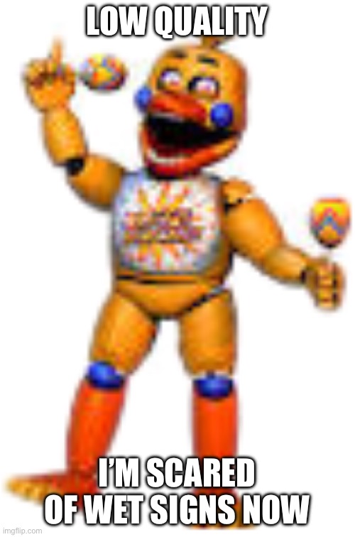 I’m rockstar chica | LOW QUALITY; I’M SCARED OF WET SIGNS NOW | image tagged in rockstar chica | made w/ Imgflip meme maker