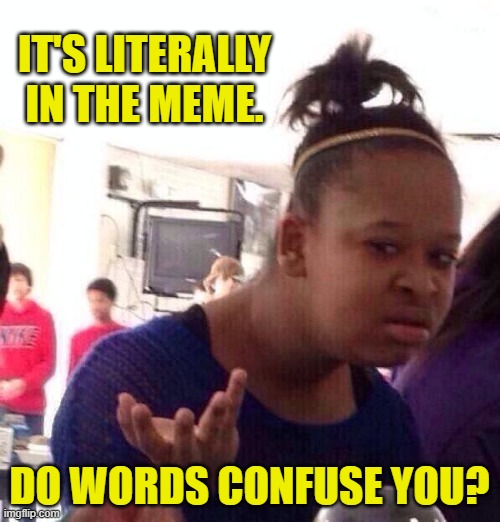 Black Girl Wat Meme | IT'S LITERALLY IN THE MEME. DO WORDS CONFUSE YOU? | image tagged in memes,black girl wat | made w/ Imgflip meme maker