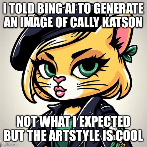 I TOLD BING AI TO GENERATE AN IMAGE OF CALLY KATSON; NOT WHAT I EXPECTED BUT THE ARTSTYLE IS COOL | made w/ Imgflip meme maker