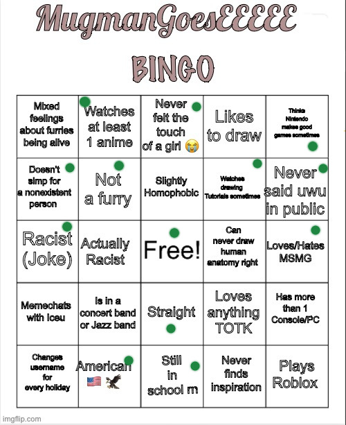 MugmanGoesEEEEE Bingo | image tagged in mugmangoeseeeee bingo | made w/ Imgflip meme maker