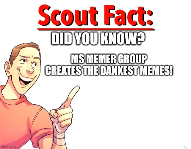 Couldn't be more right, ai | DID YOU KNOW? MS MEMER GROUP CREATES THE DANKEST MEMES! | image tagged in scout fact | made w/ Imgflip meme maker