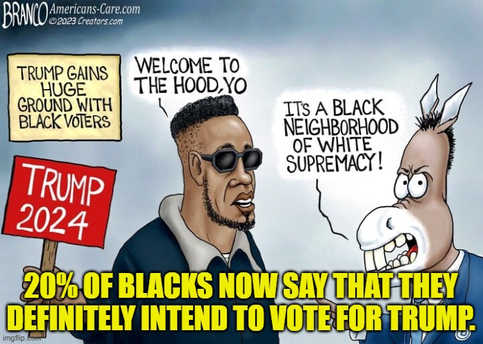 Hey leftists . . . awaken to the turning of the ideological tide. | 20% OF BLACKS NOW SAY THAT THEY DEFINITELY INTEND TO VOTE FOR TRUMP. | image tagged in yep | made w/ Imgflip meme maker