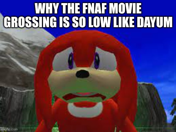 huh?! | WHY THE FNAF MOVIE GROSSING IS SO LOW LIKE DAYUM | image tagged in huh | made w/ Imgflip meme maker