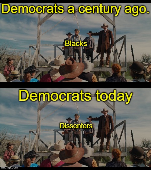 The Dems are prevented by the Constitution from tyranny so they formed public/private partnerships to push tyranny. | Democrats a century ago. Blacks; Democrats today; Dissenters | image tagged in dei is tyranny,freedom is being killed,stand against tyranny | made w/ Imgflip meme maker