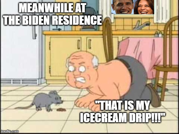 hey dude loves his icecreams | MEANWHILE AT THE BIDEN RESIDENCE; "THAT IS MY ICECREAM DRIP!!!" | image tagged in joe biden,funny memes,political humor,stupid liberals,politics lol,donald trump approves | made w/ Imgflip meme maker