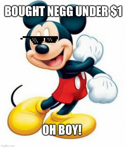 mickey mouse  | BOUGHT NEGG UNDER $1; OH BOY! | image tagged in mickey mouse | made w/ Imgflip meme maker