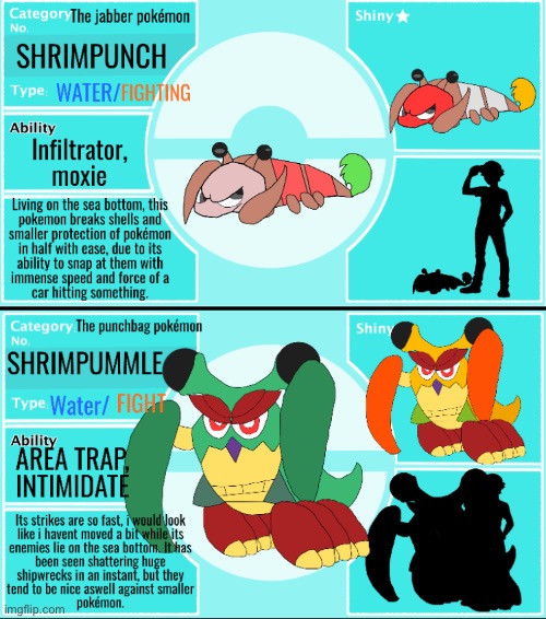 Made an evo line based of the mantis shrimp :D | image tagged in pokemon | made w/ Imgflip meme maker