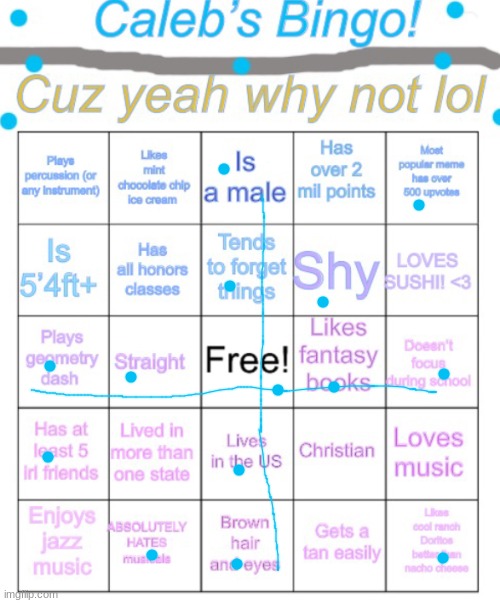 why not? | image tagged in caleb s bingo | made w/ Imgflip meme maker