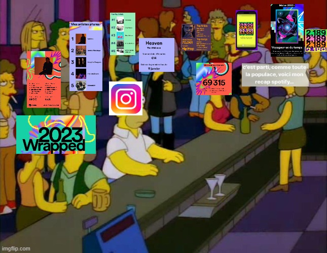 Spotify 2023 wrapped | image tagged in homer simpson me on facebook | made w/ Imgflip meme maker
