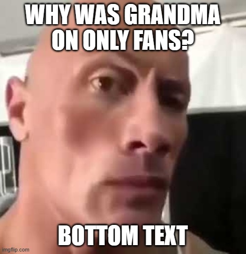 The Rock Eyebrows | WHY WAS GRANDMA ON ONLY FANS? BOTTOM TEXT | image tagged in the rock eyebrows | made w/ Imgflip meme maker