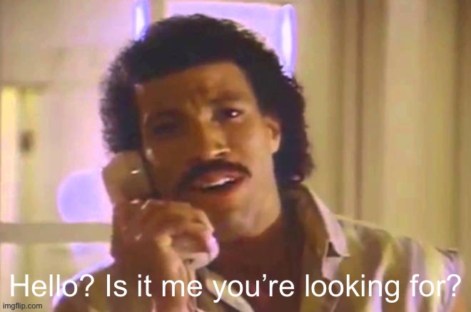 Hello? Is it me you’re looking for? | image tagged in hello is it me you re looking for | made w/ Imgflip meme maker