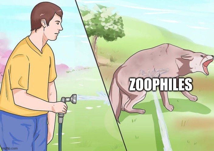 Water hose dog | ZOOPHILES | image tagged in water hose dog | made w/ Imgflip meme maker