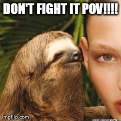 DON'T FIGHT IT POV!!!! | image tagged in rape sloth | made w/ Imgflip meme maker