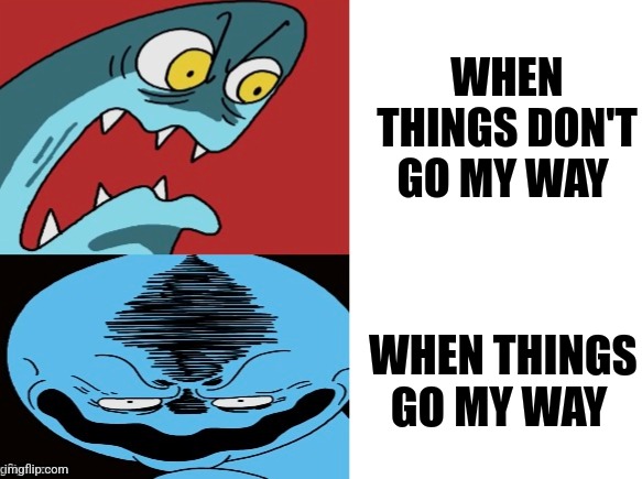 When things go my way | WHEN THINGS DON'T GO MY WAY; WHEN THINGS GO MY WAY | image tagged in land of boggs template | made w/ Imgflip meme maker